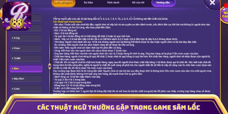 Các thuật ngữ thường gặp trong game bài Sâm Lốc